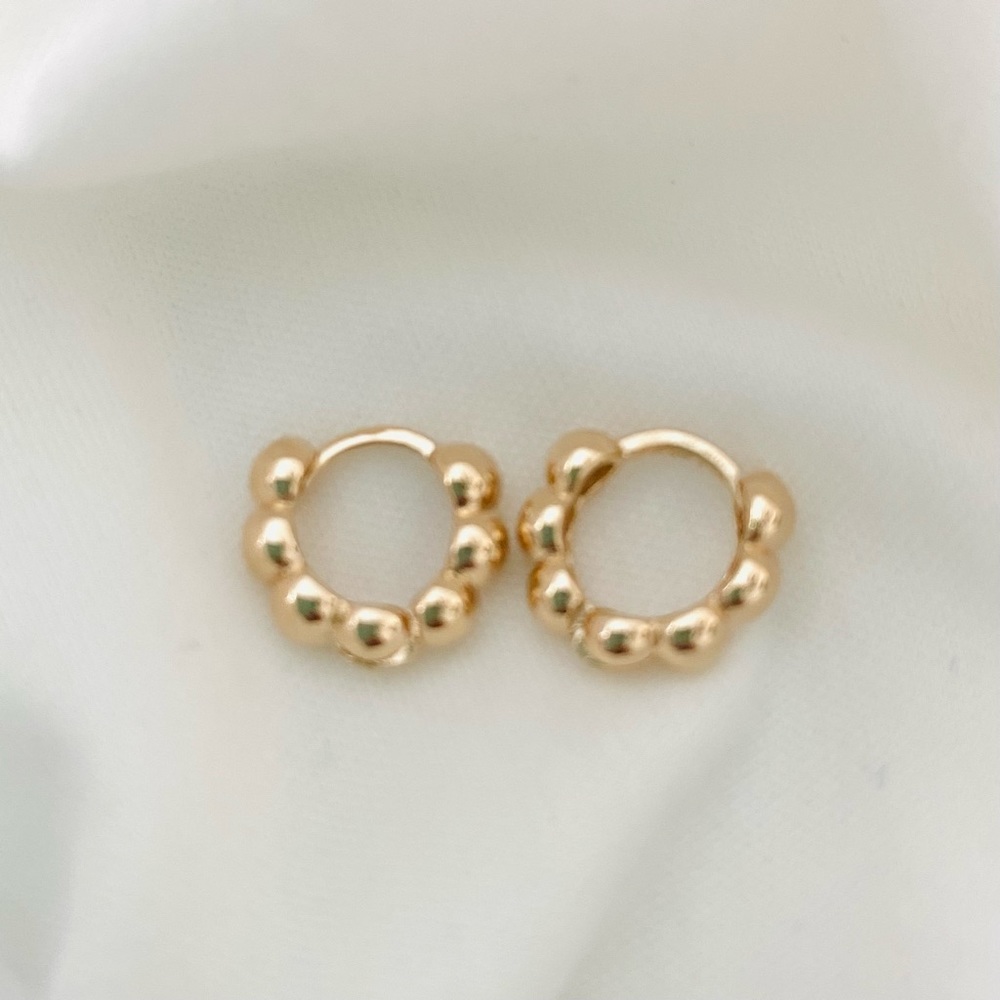 Gold Bead Huggies - Picture 3 of 10